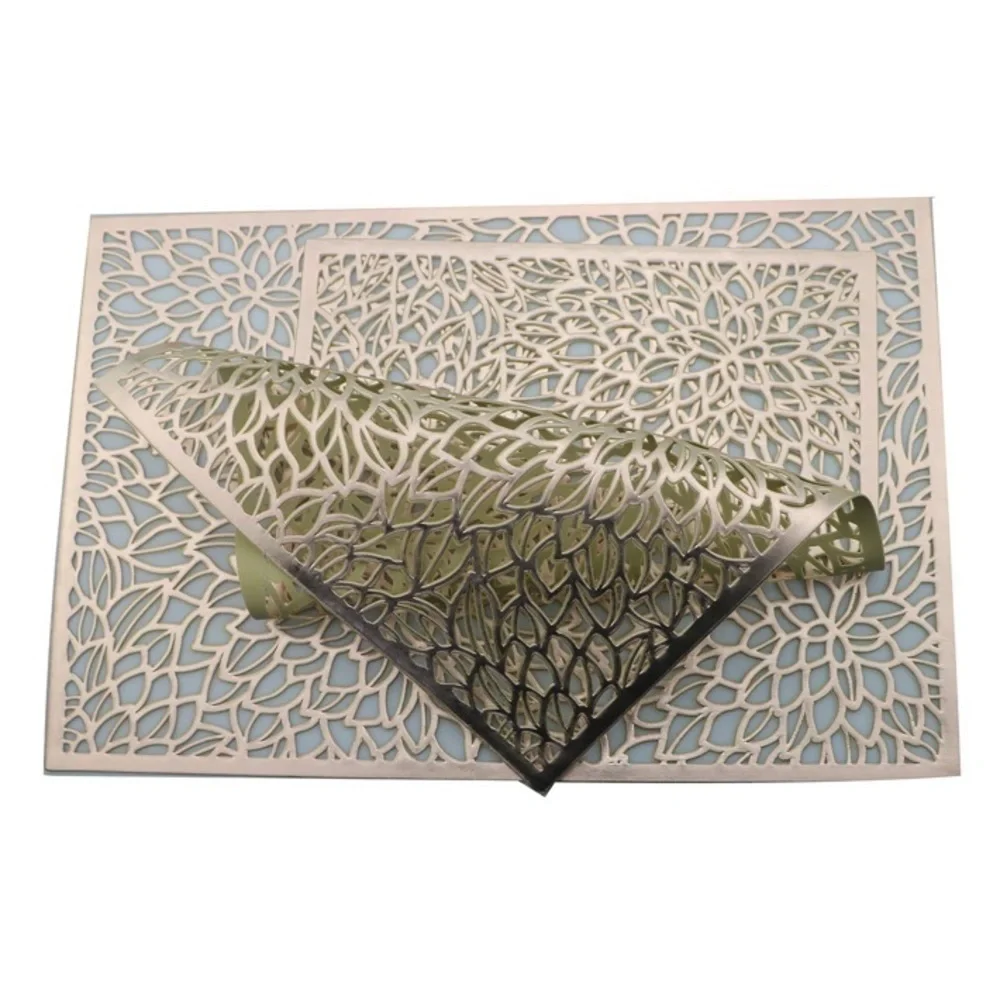 Gold Placemats Laser Cut Elegant Everyday Special Occasion Holiday Elegant 4 PC